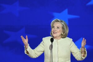 “Lock him up!” Hillary Clinton calls out Trump at democratic convention